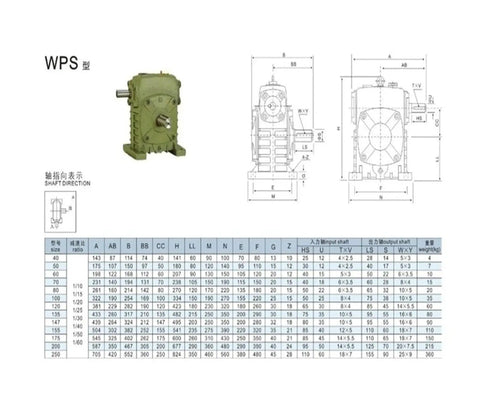 Heavy Duty Worm Gear Reducer Zero Fuss Mounting Setup Rock Solid Construction with detailed dimensions and specifications.