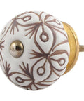 Grade A 100 Piece Set Of Brown Ceramic Floral Cabinet Knobs And Drawer Pulls For Kitchens And Dressers Rust Free Hardware With An Easy Install That Nails Your Decor Goals And Gives Your Cabinets A Serious Upgrade Vibes - Brown ceramic floral knob with gold backing.