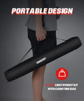 Person holding Cordless Rechargeable LED Work Light Kit With Detachable Tripod in black carry bag, highlighting portability.