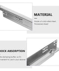 Heavy Duty Drawer Slide Rails Set Two Pieces With Silent Damping Buffer For Smooth Gliding Cabinet Drawers In Any Kitchen Or Office Cold Rolled Steel Two Section Slides With Thickened Sheet Construction For Durability And Easy Install, cold rolled steel drawer slide