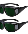 Kickass Laser Safety Goggles With Red Light Therapy Coverage And High Optic Density Certified Eyewear For Grease Monkey Shop Use And Fiber Beam Protection That Keeps Your Vision Rock Solid, green tinted lenses, dual pack.