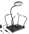 Magnetic Pro Grade Helping Hands Soldering Station With 3X Magnifying Lamp and four flexible arms for electronics repair
