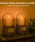 Outdoor Flameless LED Pillar Candles Set Of 2 12 Inch By 4 Inch Battery Operated With Remote Timed Flicker Waterproof Plastic