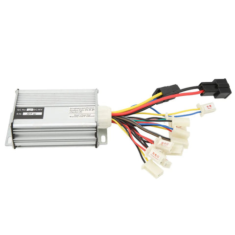 36V 800W Brushed DC Motor Speed Controller For Electric Bikes And Scooters With Aluminum Alloy Case showing wiring connectors.