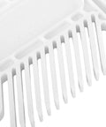 Adjustable Featherboard For Woodworking Shops Straight Up Safety Tool Smooth Operator Solid Choice For Router Table And Table Saw Plus Band Saw Quick Setup No Sweat Shop Essential White Finish detailed view of white plastic comb with fine teeth.