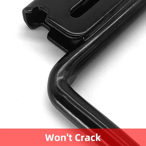 Close-up of black Heavy Duty E Track J Hooks Set For Enclosed Trailers And Cargo Vans X Track Compatible Steel Hanger Anchors