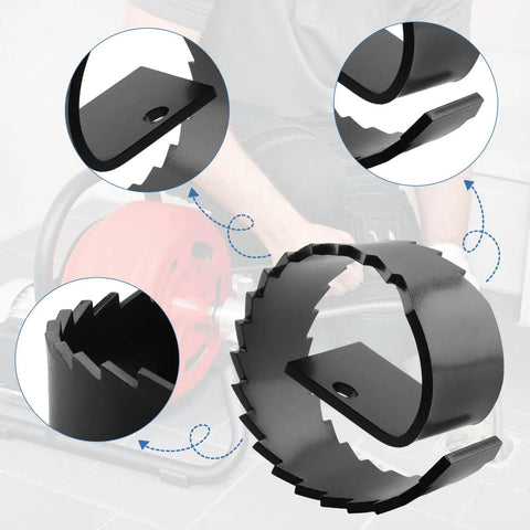 Bulletproof Heavy Duty Root Saw Plug Buster For Standard 5/8 To 3/4 Inch Drain Auger Cables with sharp teeth and steel body.
