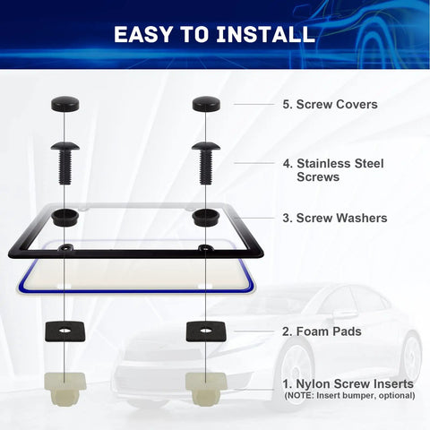 Diagram of Black Stainless Steel License Plate Screws Kit For Cars With Rustproof Bolts 41 Piece Premium Hardware Set