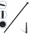 10 Inch Structural Wood Screws Size 14 Lag Screws, 50 Pack, Beefy Heavy Duty Deck And Timber Screws With Hex Washer Head, Black Rust Resistant Coating