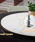 Close-up of Purple Marble Lazy Susan Turntable 24 Inch Round Dining Tray showcasing 12mm thickness and smooth corners.