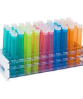 50 Tubes 16x125mm Assorted Color Plastic Test Tubes With Caps And Rack For Lab Use Durable Polypropylene Construction