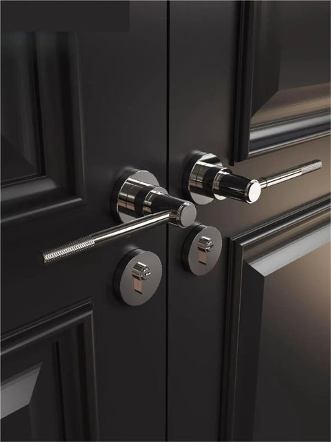 Rolled Flower Privacy Door Lock Knob For Bedroom With Key Universal Fit Heavy Duty Home Security in Ancient Silver Finish on door