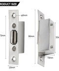 Stainless Steel Cabinet Roller Catch With Spring Ball Latch Stopper Prevents Wall Damage, No Fuss Install On Hinge, dimensions shown