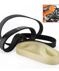 Orange Rubber Drive Belt For Model 255 Electric Mitre Saw And Woodworking Planer Heavy Duty Replacement Accessory stacked with black belts.