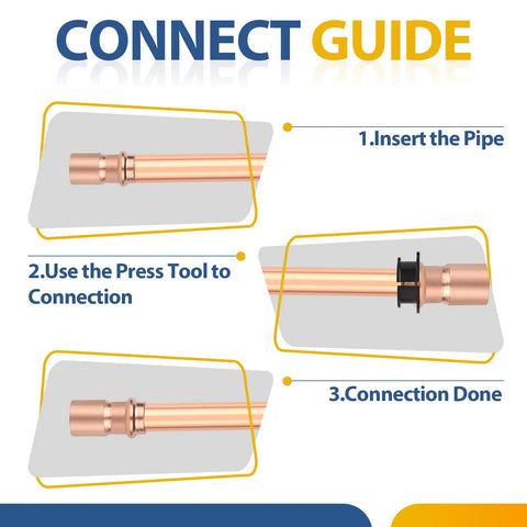 Top Shelf 100 Pack Lead Free Copper Press Fittings 1 Inch By 3/4 Inch Reducing Coupler heavy duty connection guide steps.