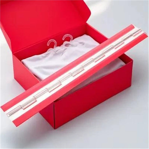 Clear Mini Piano Hinges Self Adhesive For Crafts on red box with shirt inside