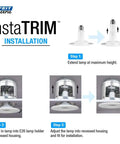 Installation steps for Kickin Recessed Downlight Kit For Easy Install 5 To 6 Inches, adjustable neck demonstration