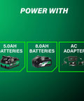 36V Cordless Brushless Hammer Drill Kit batteries and adapter