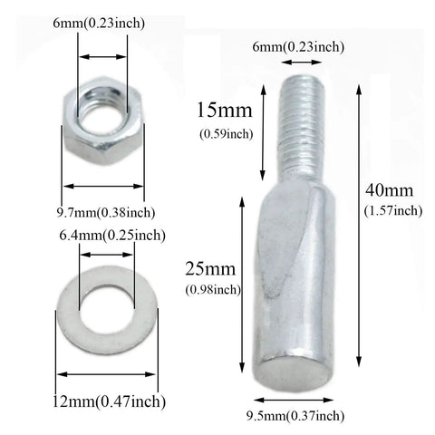 4 Pack Silver Crank Cotter Pins 9.5x40mm Wedge Center Pins For Mountain Bikes And Road Bikes, with washer and nut