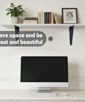 16 Pack Heavy Duty Metal Floating Shelf Brackets 6x8 Inch Black L Shaped Shelf Supports for Home Office with shelves and computer