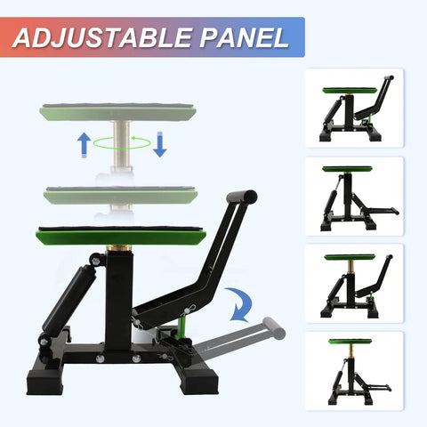 Dirt Bike Stand And Hydraulic Lift Jack For Motorcycles Pro Grade Heavy Duty Maintenance Lift With Aluminum Construction And Adjustable Height And Quick Raise Function Green For Fast Setup