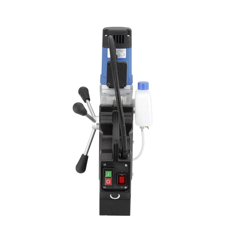 Rear view of Portable Dual Gear Magnetic Drill Press 110V Made In Germany With 2 Inch Hole Capacity MT2 To Three Quarter Inch Weldon Shank.
