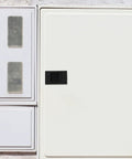 Black latch on a distribution box; 4 Pack Plastic Door Latches for Cabinets and Distribution Boxes, Easy Install, Secure Locking
