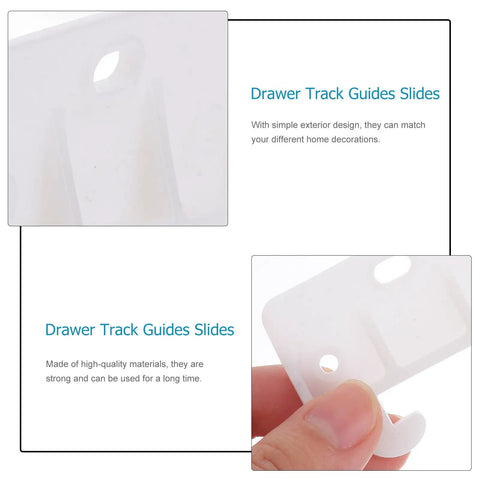 Close-up of 10 Pack Plastic Drawer Slides For Cabinets And Closets Easy Install White Drawer Track Guides For Smooth Stable Operation
