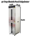 Heavy Duty Forty Tier Food Dehydrator With Stainless Steel Mesh Trays, dimensions 18.5x22.4x65.7 inches, ideal for jerky and fruit.