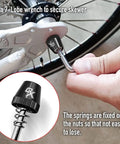 User secures wheel with Anti Theft Bike Locking Skewer Set with 7 Lobe Key and Fixed Spring Axle for Urban Commuters