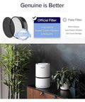 Indoor setup showing Levoit air purifier with LV H132 Replacement Filter for Air Purifier with AHAM Verifide Certification.