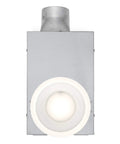 Recessed Exhaust Bath Fan With LED Light, 80 CFM, Energy Star DC Motor, metal casing, close-up view from above.