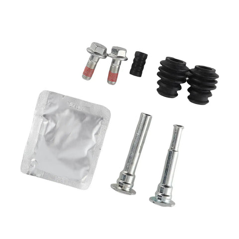Upgrade Your Ride With This Awesome Front Brake Caliper Guide Pin Kit Featuring Durable Metal Slider Pins That Fit MK7 Models From 2008 All The Way To 2022 As Top Tier Replacement Parts Including Eight Nifty Accessories For Smooth Sliding Action. front brake caliper guide pin kit, metal pins, rubber boots, 8-piece set