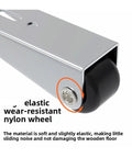 Close-up of heavy duty universal track wheel with elastic wear-resistant nylon, part of No More Dragging Heavy Slides When Using Heavy Duty Universal Track Wheels And Silent Vertical Adjuster Lifter Casters For Slick Anti Sag Glide On Any Regular Sliding Door Setup.