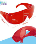Heavy Duty Dental Laser Safety Glasses With Crisp Orange Lenses And Reliable Anti Fog Coating Tough Polycarbonate Shield 168 Piece Bulk Pack showing dimensions 4.92x5.82 inches.