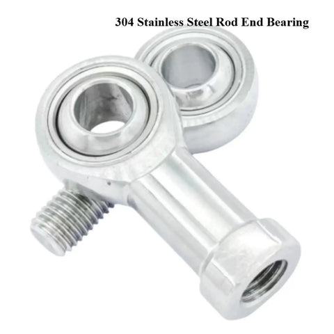 Heavy Duty 304 Stainless Steel Rod End Bearing Featuring Smooth Self Aligning Motion And Rock Solid Load Capacity Built Like A Tank For Gritty Shop Floors And Routine Garage Fixes, close-up view.