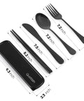 Stainless Steel Travel Utensil Set With Case 5 Piece Silverware Fork And Spoon For Work Lunch Picnics Camping Grab And Go Reusable Cutlery Black