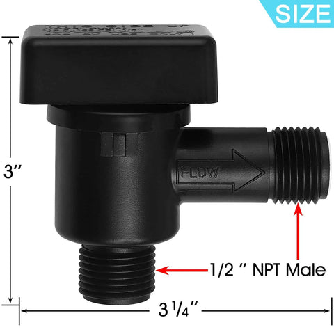 Side view of RV Black Tank Flush Vacuum Breaker Valve Replacement For Leaks And Noise Reduction, Backflow Preventer For Fresh Water System.