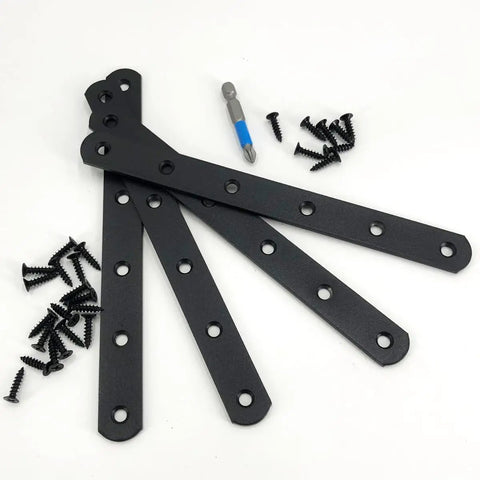 Heavy Duty 4 Pack Black Straight Corner Brackets Crafted From Legit Stainless Steel Measuring 7.67 Inches Includes M4 Screws And Hassle Free Driver For Easy DIY Repairs