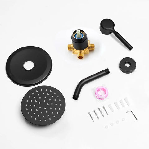 Badass Matte Black Tub And Shower Faucet Set With Valve Included Features Six Inch Rain Shower Head Single Handle Diverter Control For A Slick Bathroom Upgrade That Is A Dead Simple Game Changer Delivering Zero Hassle Install