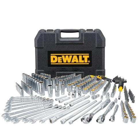 264-Piece Socket Set With One Quarter Inch, Three Eighth Inch, and One Half Inch Drive SAE and Metric, in front of black case