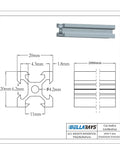 Beefy 10 Pack 2000mm 2020 V Slot Aluminum Extrusion Profiles Anodized Black European Standard cross-section diagram