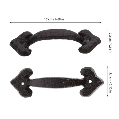 Vintage Cast Iron Cabinet Pulls And Drawer Handles For Kitchen And Furniture, Antique Metal Cupboard Hardware Set dimensions.