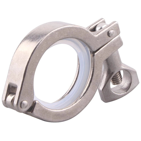 Stainless steel sanitary tri-clamp with silicone gasket and wing nut, 50.5mm, pack of 2
