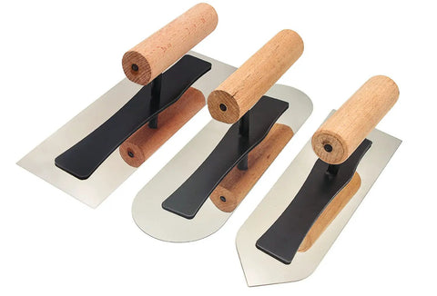 Venetian Plaster Trowel Set 3 Piece Flexible Stainless Steel Blades 0.3mm With Wooden Handles For Plastering And Art Finishing Tools