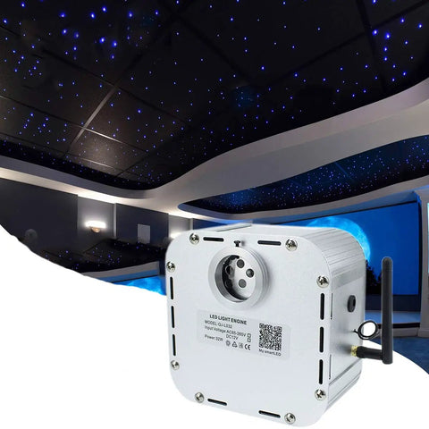 Twinkle Fiber Optic Light Source 32W RGBW Engine With Bluetooth RF Remote And Music Sensor, star ceiling light effect setup