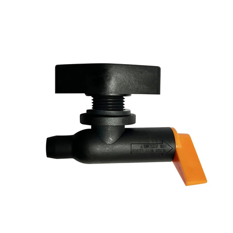 Cartridge filter manual air-relief valve with orange lever on black body