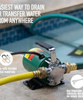 Compact 115 Volt Water Transfer Pump Moves 330 Gallons Per Hour Portable Electric Pump with 6 Foot Hose Kit by pool