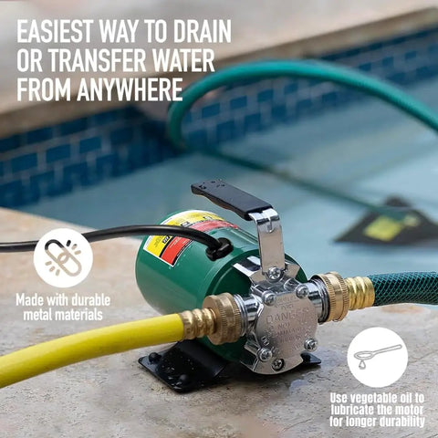 Compact 115 Volt Water Transfer Pump Moves 330 Gallons Per Hour Portable Electric Pump with 6 Foot Hose Kit by pool
