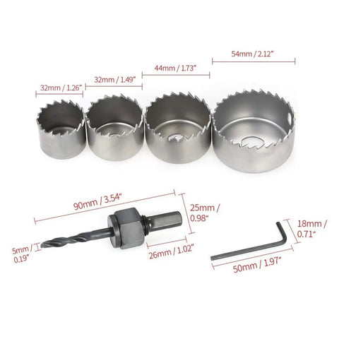 Kick Butt Carbon Steel Hole Saw Set With 3 And 6 Pieces For Installing Door Locks Drilling Wood Tile Wall Glass Like A Pro On Heavy Duty Metal Spherical Cutting Tools That Rock Hard And Feel Amazing. carbon steel hole saw set, 4 sizes, with arbor and hex key